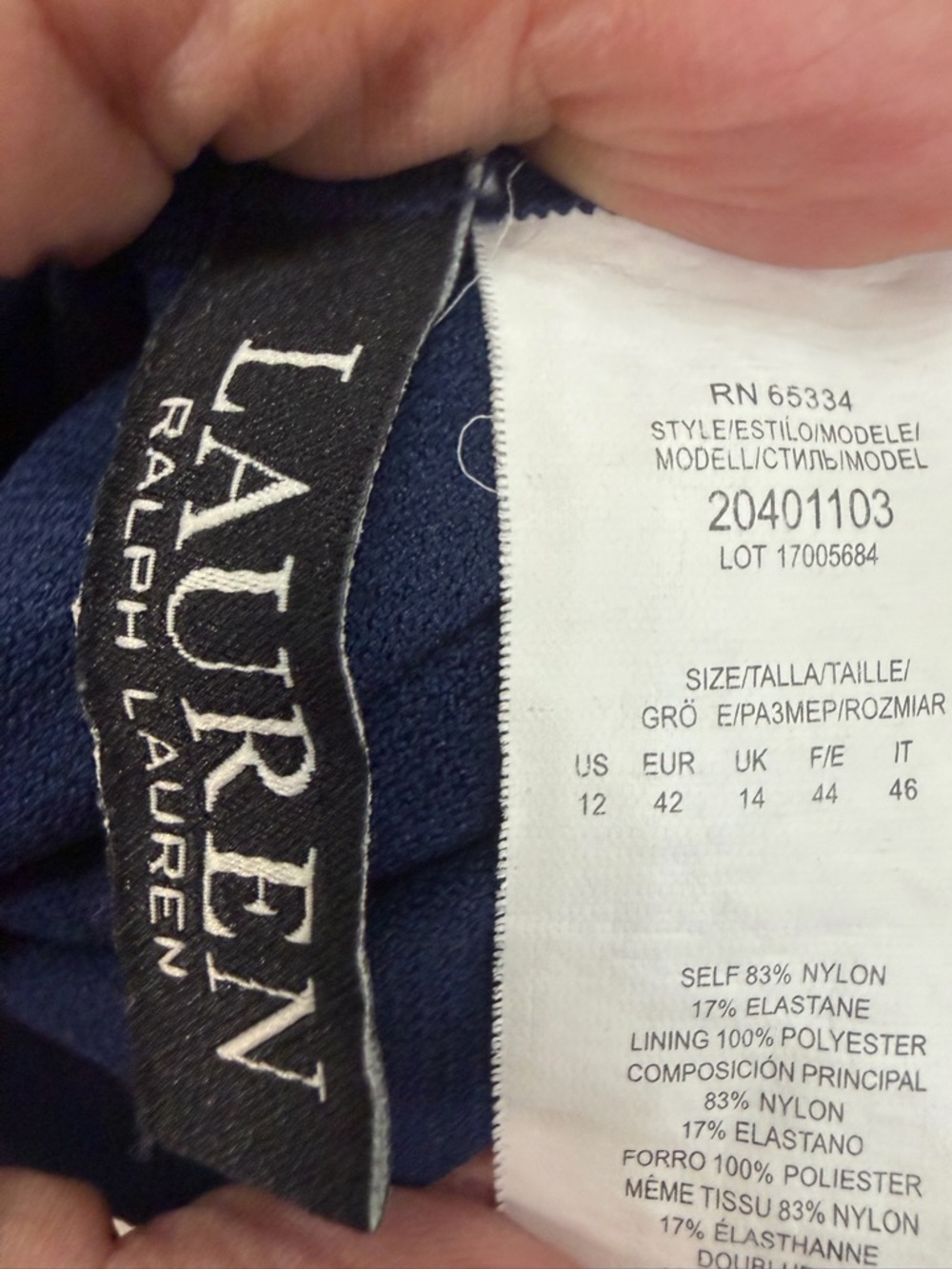 Lauren by Ralph Lauren Women’s  Navy One-Piece Swim Suit - Classic V-Neck - Picture 7 of 7